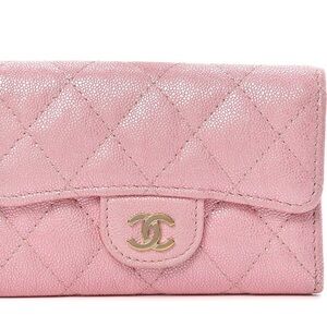 CHANEL Iridescent Pink Quilted Wallet